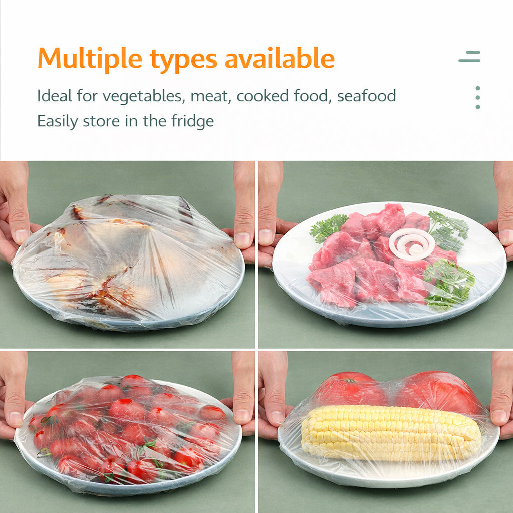 🛡️ 100pcs Elastic Food Wraps – Fit Any Bowl in Seconds, Keep Food Fresh Longer 🌱