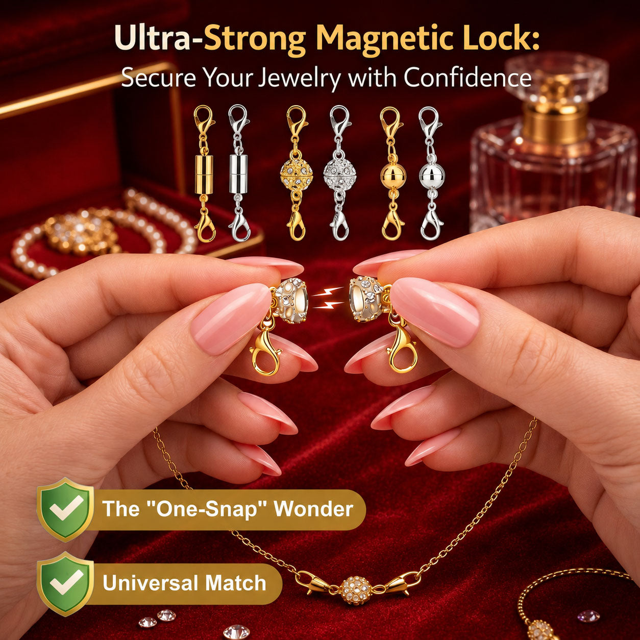 🔥 Secure Your Necklace in Seconds-Magnetic Necklace Clasps and Closures