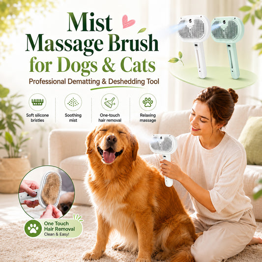 ✨ Mist Massage Brush for Dogs & Cats — Professional Dematting & Deshedding Tool 🐶