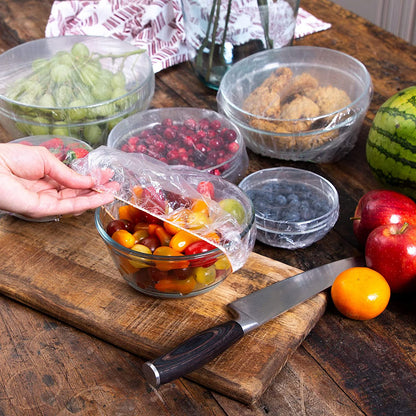 🛡️ 100pcs Elastic Food Wraps – Fit Any Bowl in Seconds, Keep Food Fresh Longer 🌱