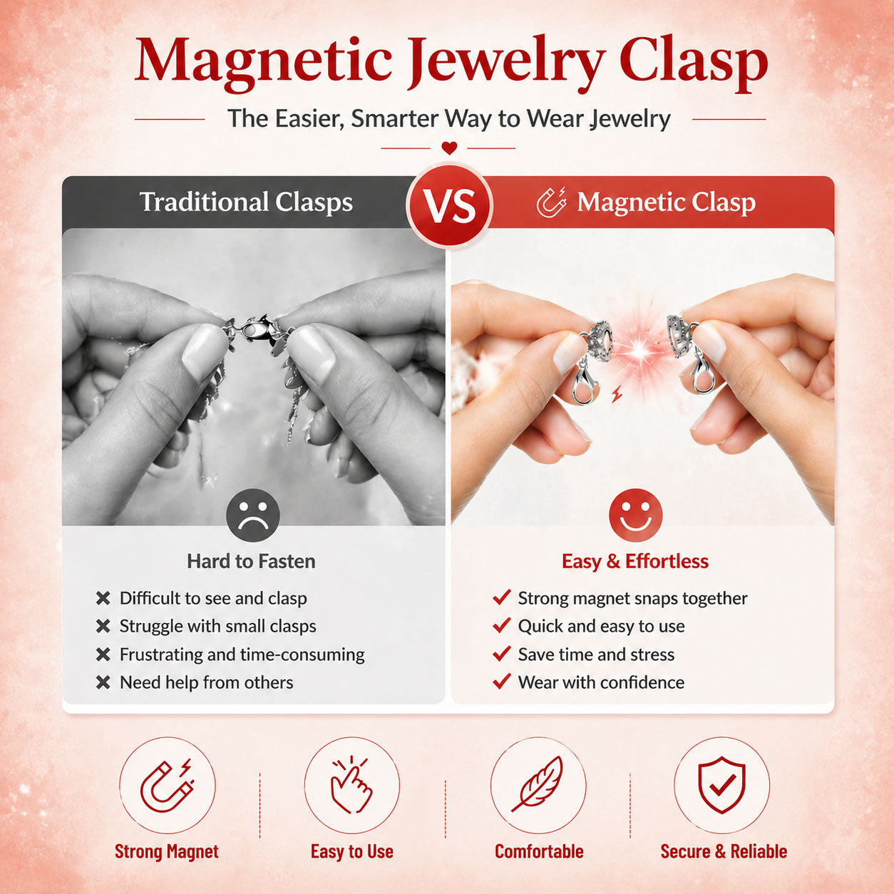🔥 Secure Your Necklace in Seconds-Magnetic Necklace Clasps and Closures