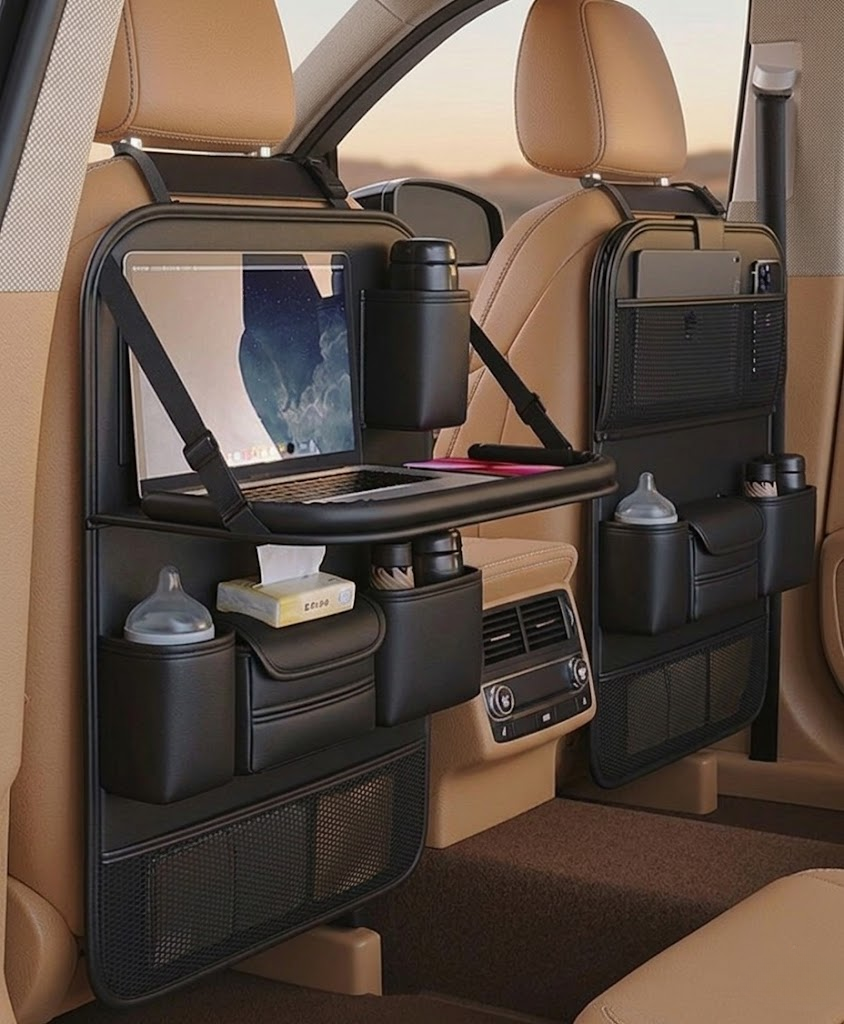 Multifunctional Car Backseat Organizer with Foldable Tray