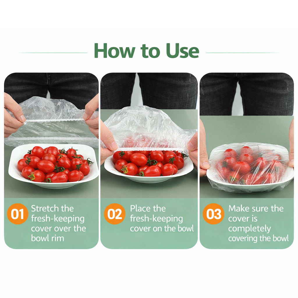🛡️ 100pcs Elastic Food Wraps – Fit Any Bowl in Seconds, Keep Food Fresh Longer 🌱