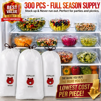 🛡️ 100pcs Elastic Food Wraps – Fit Any Bowl in Seconds, Keep Food Fresh Longer 🌱