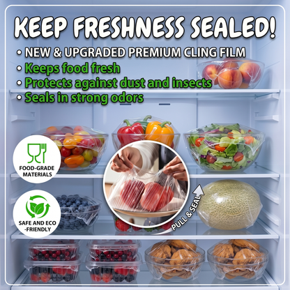 🛡️ 100pcs Elastic Food Wraps – Fit Any Bowl in Seconds, Keep Food Fresh Longer 🌱