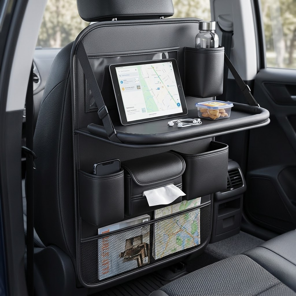 Multifunctional Car Backseat Organizer with Foldable Tray